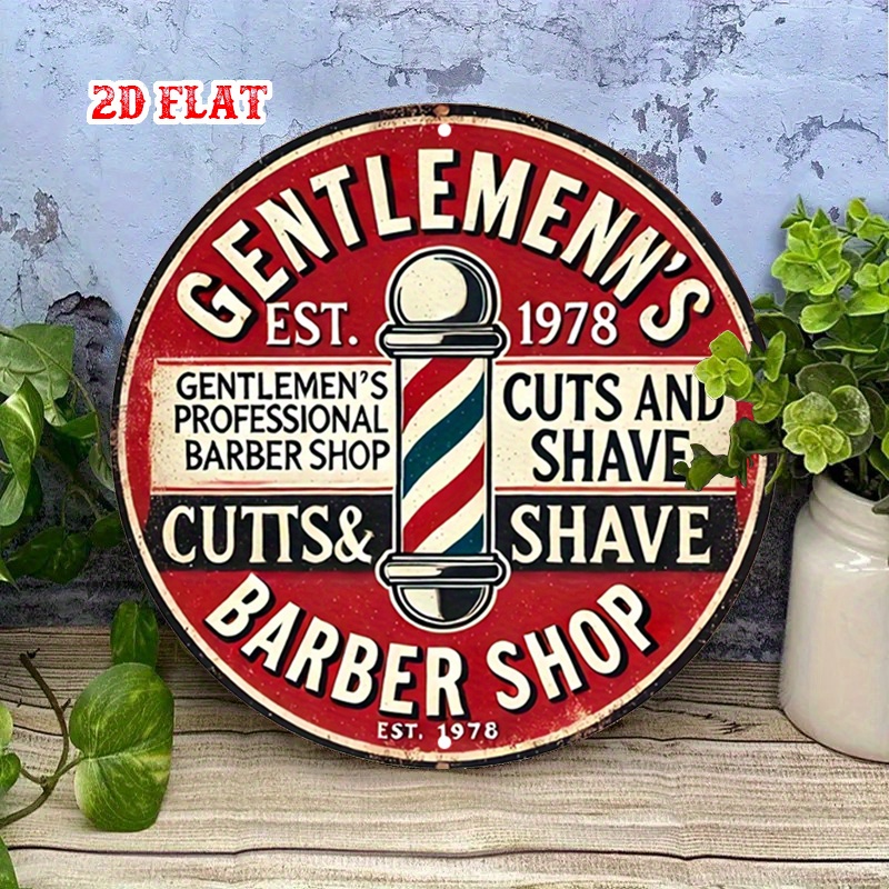 클래식 이발소 2D 평면 원형 알루미늄 간판 – 남성용 - Men'S Grooming Barbershop 리뷰 및 가격