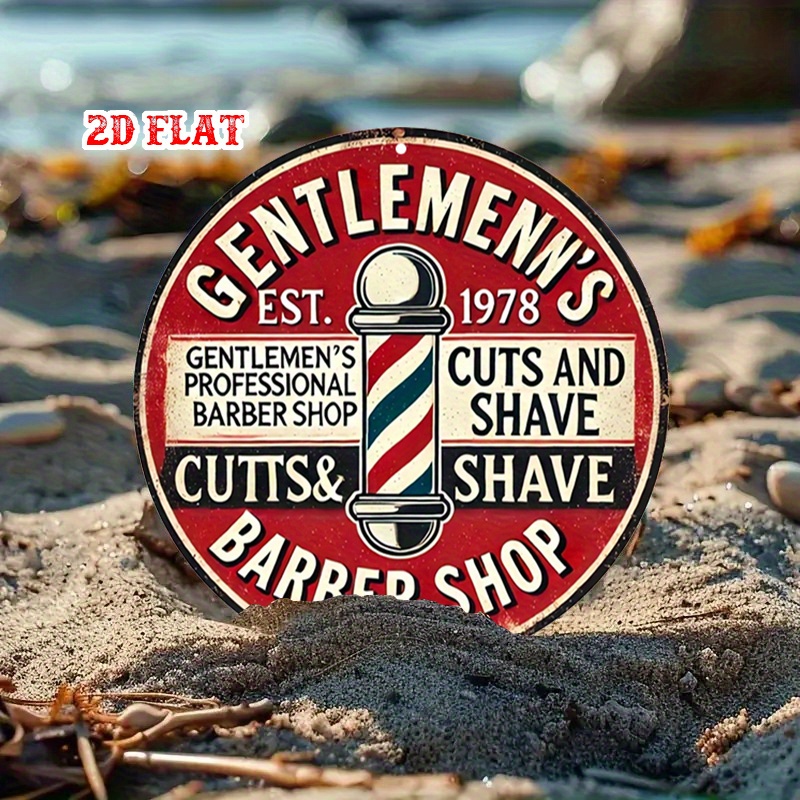 클래식 이발소 2D 평면 원형 알루미늄 간판 – 남성용 - Men'S Grooming Barbershop 리뷰 및 가격